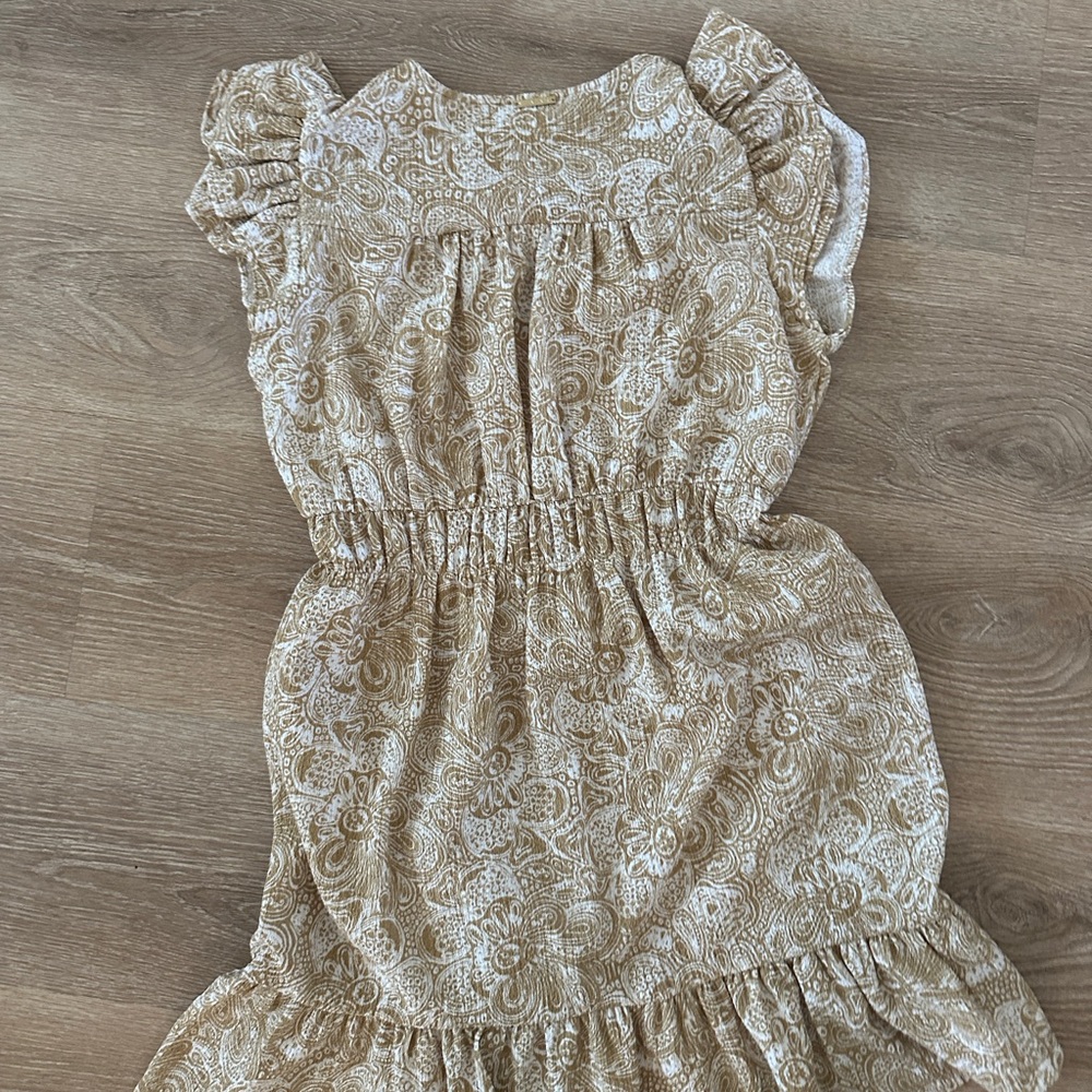 Michael Kors Beige Paisley Ruffle Sleeve Casual Dress